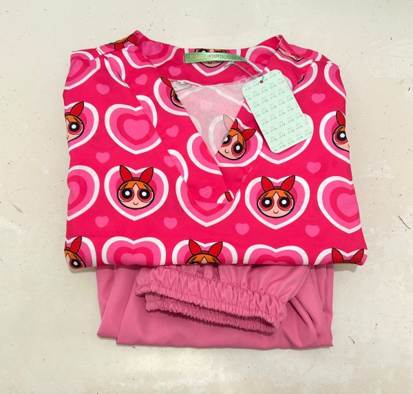 Pijama Hospitalar com estampa Meninas Super poderosas ( Florzinha )